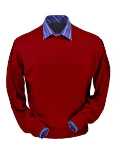 Red Premium Royal Alpaca Crew Neck Sweater | Peru Unlimited Crewneck Sweaters | Sam's Tailoring Fine Men's Clothing