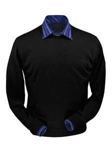 Black Premium Royal Alpaca Crew Neck Sweater | Peru Unlimited Crewneck Sweaters | Sam's Tailoring Fine Men's Clothing