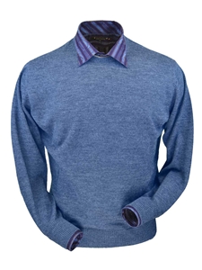 Coastal Heather Royal Alpaca Crew Neck Sweater | Peru Unlimited Crewneck Sweaters | Sam's Tailoring Fine Men's Clothing