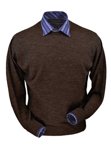 Chocolate Heather Royal Alpaca Crew Neck Sweater | Peru Unlimited Crewneck Sweaters | Sam's Tailoring Fine Men's Clothing