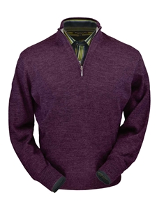 Plum Heather Royal Alpaca Half-Zip Sweater | Peru Unlimited Half-Zip Mock | Sam's Tailoring Fine Men's Clothing