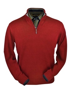 Red Premium Royal Alpaca Half-Zip Sweater | Peru Unlimited Half-Zip Mock | Sam's Tailoring Fine Men's Clothing