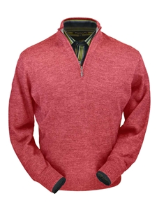 Red Coral Heather Royal Alpaca Half-Zip Sweater | Peru Unlimited Half-Zip Mock | Sam's Tailoring Fine Men's Clothing