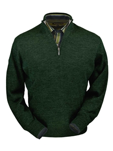Hunter Green Heather Royal Alpaca Half-Zip Sweater | Peru Unlimited Half-Zip Mock | Sam's Tailoring Fine Men's Clothing