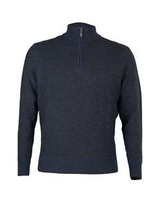 Midnight & Charcoal Heather Royal Alpaca Sweater | Peru Unlimited Half-Zip Mock | Sam's Tailoring Fine Men's Clothing