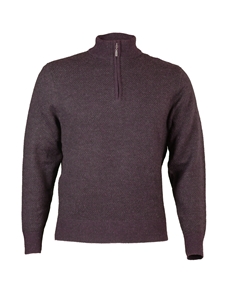 Wine & Charcoal Heather Royal Alpaca Sweater | Peru Unlimited Half-Zip Mock | Sam's Tailoring Fine Men's Clothing