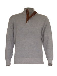 Sky Grey & Silver Grey Heather Royal Alpaca Sweater | Peru Unlimited Half-Zip Mock | Sam's Tailoring Fine Men's Clothing