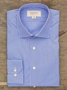 Blue Gingham Carmel Fit Dress Shirt | Hagen Dress Shirts | Sam's Tailoring Fine Men's Clothing
