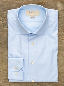 Light Blue Mini Houndstooth Dress Shirt | Hagen Dress Shirts | Sam's Tailoring Fine Men's Clothing