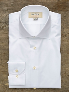White Super Fine Twill Carmel Fit Dress Shirt | Hagen Dress Shirts | Sam's Tailoring Fine Men's Clothing