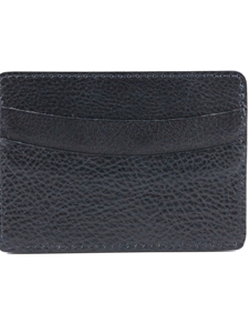Black Italian Glazed Milled Calfskin Leather ID/Card Case | Torino Leather Wallets | Sam's Tailoring Fine Men's Clothing