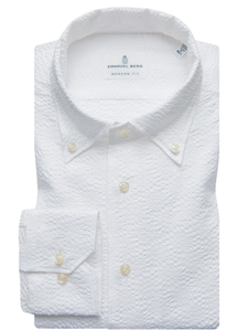 White Button Down Long Sleeve Bellagio Shirt | Emanuel Berg Shirts Collection | Sam's Tailoring Fine Men's Clothing