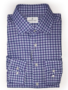 Navy & Lavender Check Mr Crown Men's Shirt | Emanuel Berg Shirts Collection | Sam's Tailoring Fine Men's Clothing