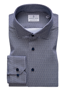 Grey & White Check Byron Long Sleeve Shirt | Emanuel Berg Shirt Collection | Sam's Tailoring Fine Men's Clothing