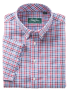 Summer Navy Signature Picnic Check Short Sleeve Shirt | Bobby Jones Shirts | Sam's Tailoring Fine Men Clothing
