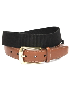 Black European Ribbed Striped Surcingle Men's Belt | Torino Leather Resort Casual Belts | Sam's Tailoring Fine Men Clothing