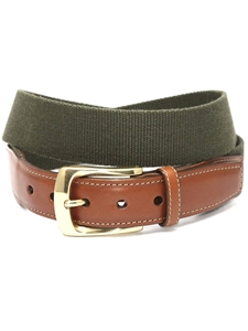 Olive European Ribbed Striped Surcingle Men's Belt | Torino Leather Resort Casual Belts | Sam's Tailoring Fine Men Clothing