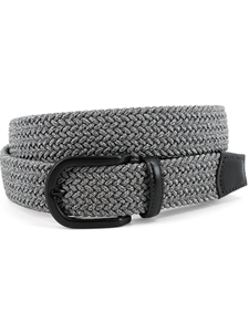 Grey Italian Braided Melange Rayon Elastic Belt | Torino Leather Resort Casual Belts | Sam's Tailoring Fine Men Clothing