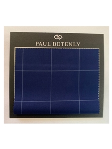 White Check On Blue Background Custom Suit | Paul Betenly Custom Suit | Sam's Tailoring Fine Men's Clothing