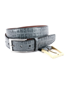 Grey Alligator Grain Embossed Calfskin Men Belt | Torino Leather Dress Causal Belts | Sam's Tailoring Fine Men Clothing