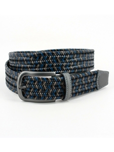 Grey Multi Italian Mini Strand Woven Stretch Leather Belt | Torino Leather Resort Causal Belts | Sam's Tailoring Fine Men Clothing