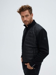 Black Hybrid Bomber Long Sleeve Woven Jacket | Stone Rose Jackets | Sam's Tailoring Fine Men's Clothing