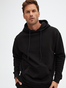 Black Solid Fleece Lightweight Men's Hoodie | Stone Rose Hoodies Collection | Sams Tailoring Fine Men Clothing