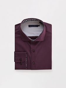 Plum Solid Drytouch Sateen Men's Long Sleeve Shirt | Stone Rose Shirts Collection | Sams Tailoring Fine Men Clothing