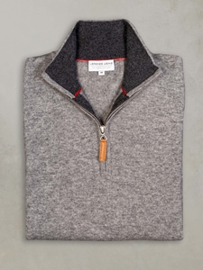 Light Grey Madison Quarter Zip Cashmere Sweater | Lorenzo Uomo Sweaters Collection | Sam's Tailoring Fine Men Clothing