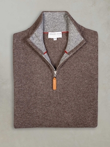 Brown Heather Grey Madison Quarter Zip Cashmere Sweater | Lorenzo Uomo Sweaters Collection | Sam's Tailoring Fine Men Clothing