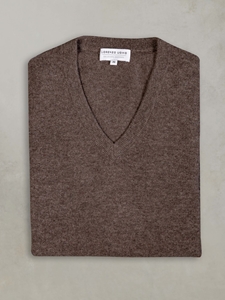 Brown Tribeca V-Neck Cashmere Men's Sweater | Lorenzo Uomo Sweaters Collection | Sam's Tailoring Fine Men Clothing