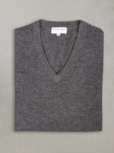 Charcoal Tribeca V-Neck Cashmere Men's Sweater | Lorenzo Uomo Sweaters Collection | Sam's Tailoring Fine Men Clothing