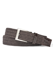 Chocolate Solid Stretch With Crocodile Tabs Belt | W.Kleinberg Belts Collection | Sam's Tailoring Fine Men's Clothing