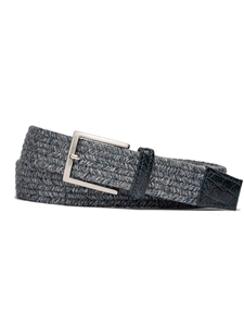 Earl Grey Croc Tabs & Burnished Nickel Buckle Stretch Belt | W.Kleinberg Belts Collection | Sam's Tailoring Fine Men's Clothing
