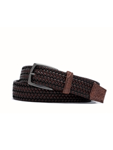 Cigar Croc Tabs & Gunmetal Buckle Stretch Belt | W.Kleinberg Belts Collection | Sam's Tailoring Fine Men's Clothing