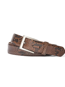 Glazed Cognac Diamond Python Burnished Nickel Buckle Belt | W.Kleinberg Belts Collection | Sam's Tailoring Fine Men's Clothing