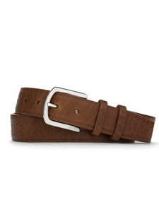 Peanut American Bison With Nickel Buckle Men's Belt | W.Kleinberg American Bison Belts | Sam's Tailoring Fine Men's Clothing