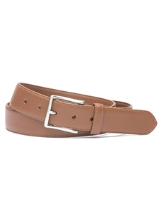 Cognac Pebbled Calf Soft With Brushed Nickel Buckle Belt | W.Kleinberg Calf Leather Belts | Sam's Tailoring Fine Men's Clothing