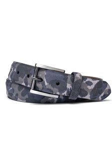 Navy Sueded Camo With Gunmetal Buckle Men's Belt | W.Kleinberg Calf Leather Belts | Sam's Tailoring Fine Men's Clothing