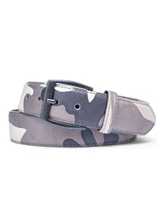 White Camo Leather With Gunmetal Buckle Men's Belt | W.Kleinberg Calf Leather Belts | Sam's Tailoring Fine Men's Clothing
