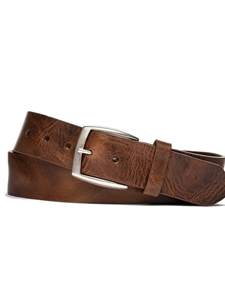 Chestnut Vintage Leather With Antique Nickel Buckle Belt | W.Kleinberg Calf Leather Belts | Sam's Tailoring Fine Men's Clothing