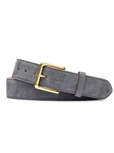 Silver Nubuck With Natural Brass Buckle Men's Belt | W.Kleinberg Calf Leather Belts | Sam's Tailoring Fine Men's Clothing