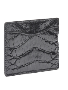 Black Caiman Crocodile Flat Card Case | W.Kleinberg Small Leather Goods | Sam's Tailoring Fine Men's Clothing