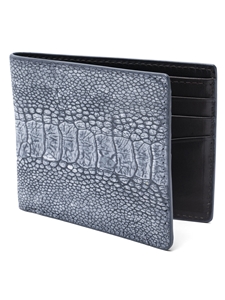Navy Washed Ostrich Leg Bifold Wallet | W.Kleinberg Small Leather Goods | Sam's Tailoring Fine Men's Clothing