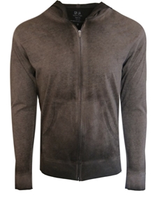 Coffee Brushed Cotton Full Zip Hoodie | Georg Roth Sweaters & Hoodies | Sam's Tailoring Fine Men Clothing