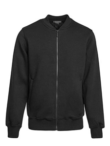 Black Cotton Full Zip Fleece Bomber  | Georg Roth Sweaters & Hoodies | Sam's Tailoring Fine Men Clothing