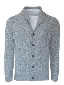 Blue Mist Cotton Cable Knit Cardigan  | Georg Roth Sweaters & Hoodies | Sam's Tailoring Fine Men Clothing