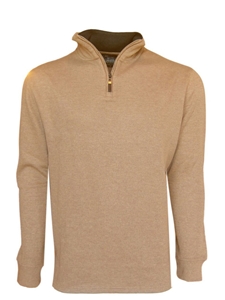 Camel Ribbed Cotton Men's 3/4 Zip Pullover  | Georg Roth Sweaters & Hoodies | Sam's Tailoring Fine Men Clothing