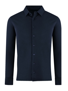 Navy Luxe Pima Long Sleeves Button Up Shirt | Georg Roth Shirts Collection | Sam's Tailoring Fine Mens Clothing