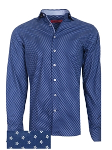 Blue Mini Floral Long Sleeves Men's Shirt | Georg Roth Shirts Collection | Sam's Tailoring Fine Mens Clothing